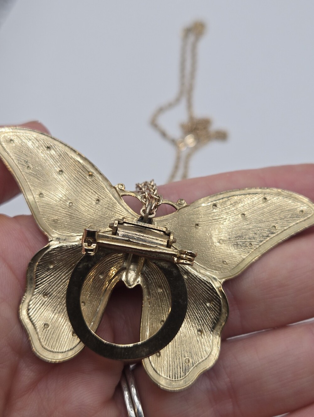 Gold Dainty Chain Butterfly Necklace Fairycore Pendant/Scarf Clip/Brooch Combo - Picture 5 of 6